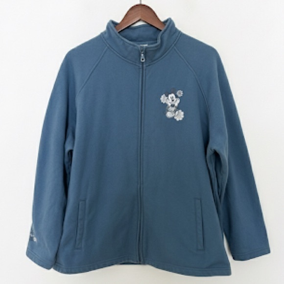 Disney Minnie Mouse‎ Embroidered Zip Jacket 2X Blue Fleece Y2K Disneycore - Picture 2 of 8